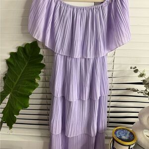 Lavender Off-Shoulder Tiered Dress